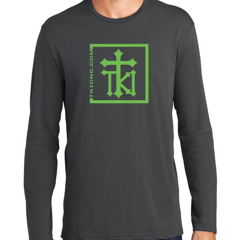 District Perfect Weight Long Sleeve Tee - Charcoal - So Flo Green